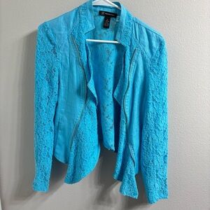 INC International Concepts Women’s Lace Fashion Jacket – Teal Blue – Size Medium
